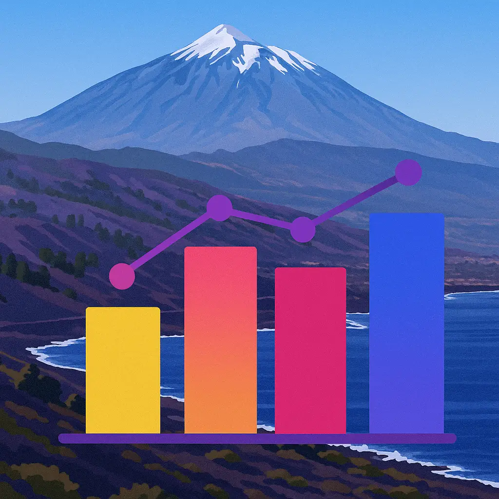 Montaña con gráfico delante